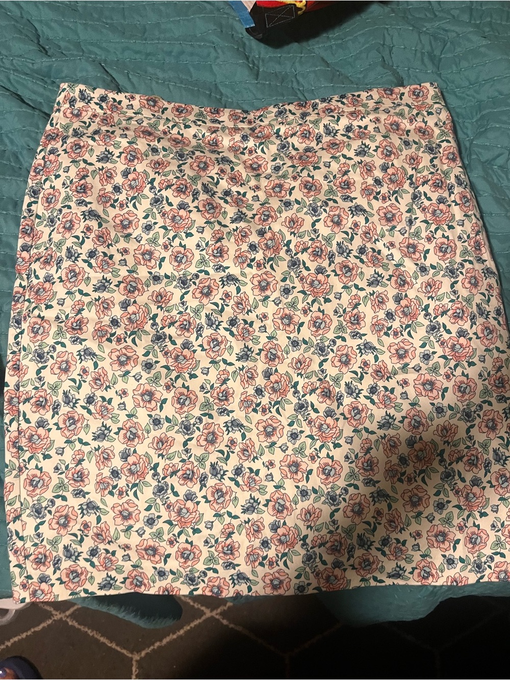 J. Crew Pink Floral Mini Skirt with Green Leaves
